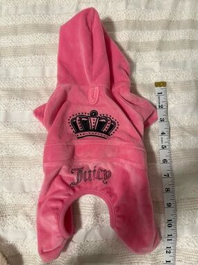 Juicy Couture Pink Velour Pet onsie with Logo Embroidery